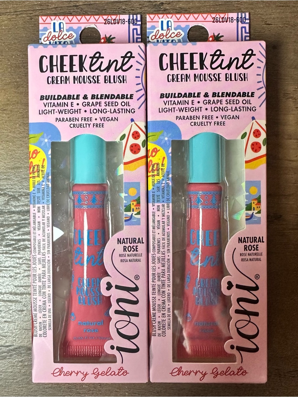 Ioni 2pc LA DOLCE VITA Cheek Tint Cream Blush ~Cherry Gelato~ (Natural Rose) New